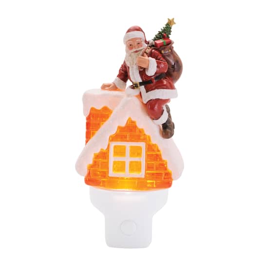 Melrose 7" Santa in Chimney Snow Globe Night Light